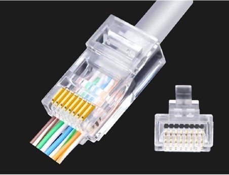 Adet Yeni Nesil Delikli Cat6 Ez Rj45 Konnektör Utp Jack (100 Adet) Yeni Nesil Delikli