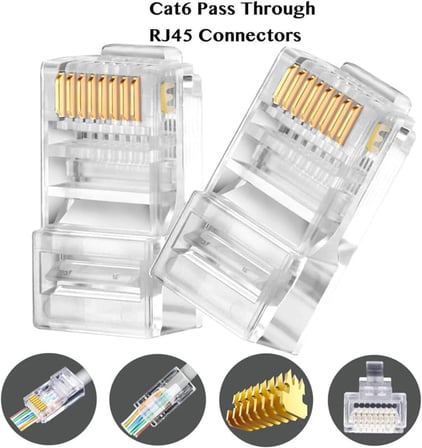 Adet Yeni Nesil Delikli Cat6 Ez Rj45 Konnektör Utp Jack (100 Adet) Yeni Nesil Delikli
