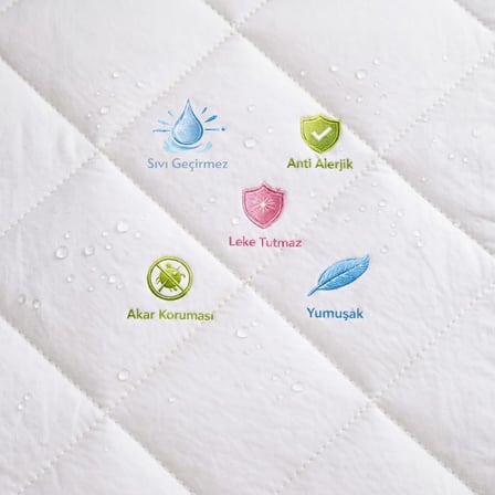 Adelya Mikrofiber Kapitone Fitted Full Kenar Su Sıvı Geçirmez Yatak Koruyucu Alez (90 x 190)