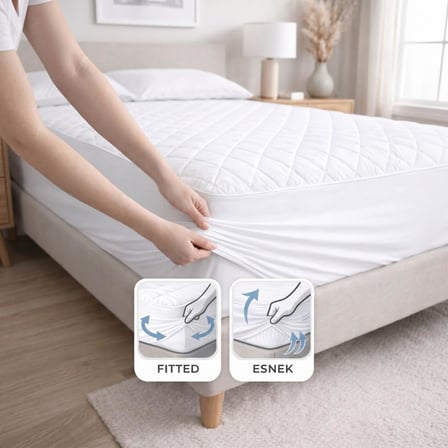 Adelya Mikrofiber Kapitone Fitted Full Kenar Su Sıvı Geçirmez Yatak Koruyucu Alez (120 x 200)