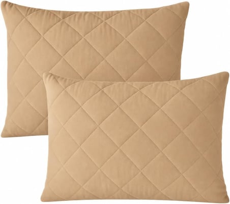 %100 Pamuk Kapitone Yastık Koruyucu Kılıf 2 Adet 50 x 70 (Kahverengi)