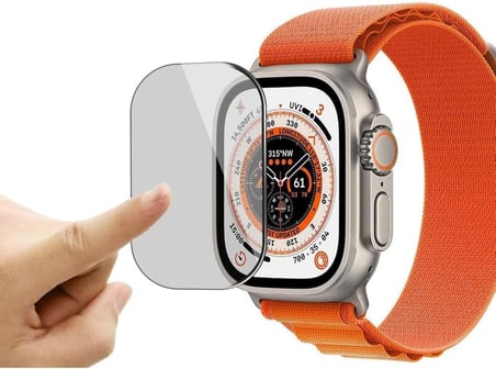 Apple Watch Ultra 2 49 Mm İle Uyumlu Hayalet Ekran Koruyucu, Yandan Görünmeyen Anti-Spy Gizlilik (Privacy) Koruması, 9H Temperli Nano Kırılmaz Esnek Cam, Parmak İzi Önleyici 2 Adet