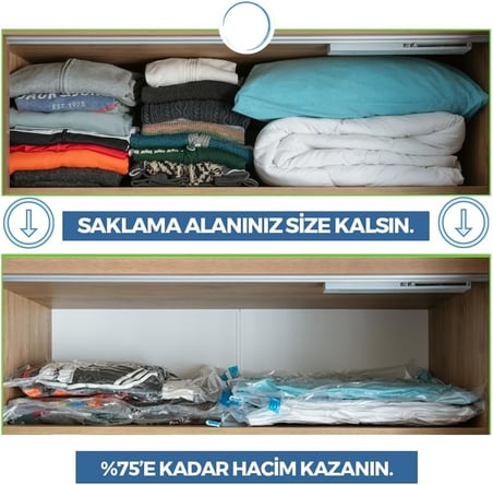 Home Vakumlu Hurç,Vakum Poşeti,Hurç,Vakumlu Organizer,Yastık,Yorgan,Kazak İçin Vakumlanabilir Hurç,Yerden Tasarruf İçin Vakumlu Poşet (2, 50X70)