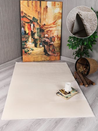 Evilla Modern Dekoratif Puffy Peluş Halı Yolluk Antrasit 100 x 300