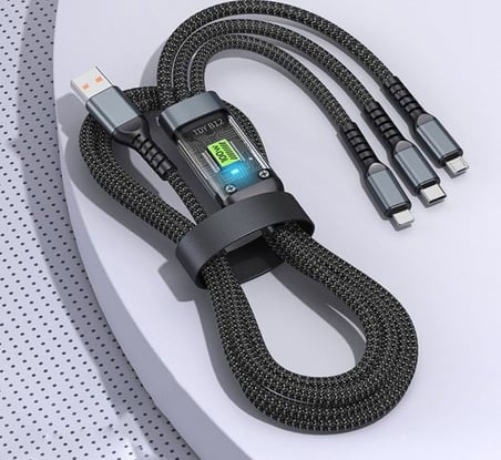 Usb Kablosu Hizli Sarj, Seffaf Aydinlik 100W Super Hizli Sarj Kablosu, Dayanikli Naylon Orgu, Tip C, İ̇Phone Ve Android Cihazlar İ̇Cin Sarj Cozumu