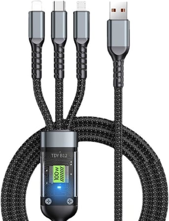 Usb Kablosu Hizli Sarj, Seffaf Aydinlik 100W Super Hizli Sarj Kablosu, Dayanikli Naylon Orgu, Tip C, İ̇Phone Ve Android Cihazlar İ̇Cin Sarj Cozumu