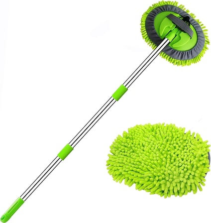 Yıkama Fırçası,Araba Mopu, Paspas Temizleme Aleti Uzun Saplı Yıkama Detaylandırma Fırçası,Mikrofiber Temizleme Aleti Seti Fırça Silgi Için Arabalar Araç İçin Çiziksiz Temizleme Seti