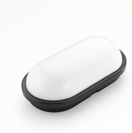 15W Siyah IP65 Oval LED Tavan ve Duvar Lambası | 1500 Lümen Beyaz Işık | Su ve Toz Geçirmez Banyo Bahçe Balkon Aydınlatma Armatürü 220V