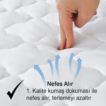 Home%100 Pamuklu Kapitone Sıvı Geçirmez Yatak Koruyucu Alez 60x120 cm Fitted Full Kenar