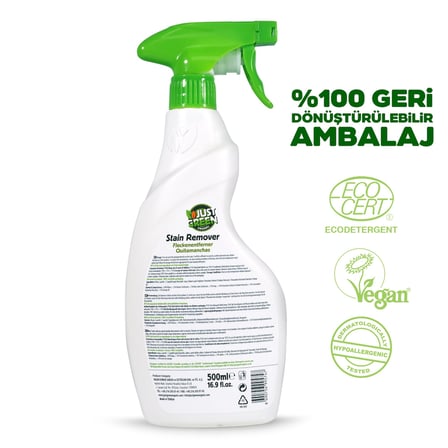 Green Organic Bitkisel Çamaşır Leke Çıkarıcı Sprey, Yıkama Öncesi Leke Sökücü Renkliler ve Beyazlar İçin, Ecocert Sertifikalı, 500 ml