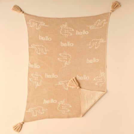 MAISON Sloth Hayvan Baskılı%100 Akrilik Battaniye, Bej, 100x120 cm