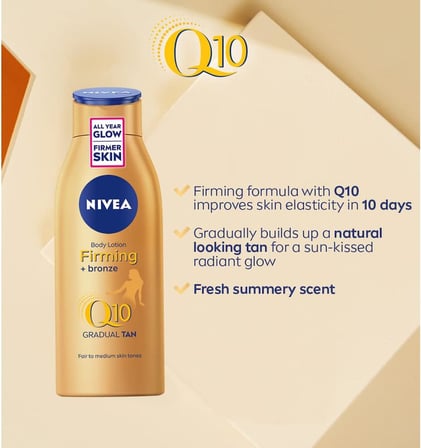 Q10 Sıkılaştırıcı Ve Kademeli Bronzlaştırıcı Vücut Losyonu 400ml, 7 Günde Sıkılaş, Açık Buğday Ten (2 paketi)