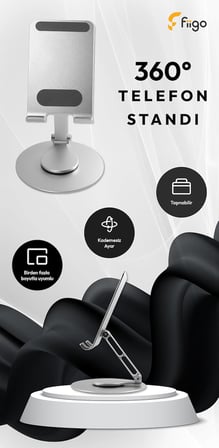 Telefon Standı Katlanabilir Çok Fonksiyonlu 360 Derece Dönebilen Metal Silver