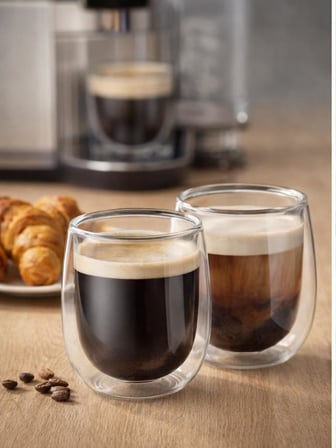 Çift Katmanlı Cam Bardak Seti 2'li 250 ml | Borosilikat Double Wall Isı Yalıtımlı Şeffaf Kahve Bardağı | Americano, Latte, Cappuccino ve Soğuk İçecek için