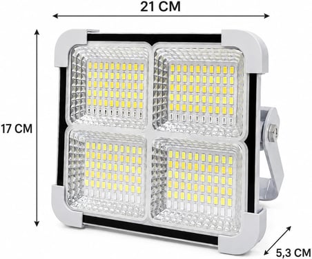 Solar LED Projektör, 3 Renk Işık Modlu Şarjlı Kamp Lambası, USB Girişli Güneş Panelli Acil Durum Işığı İP44