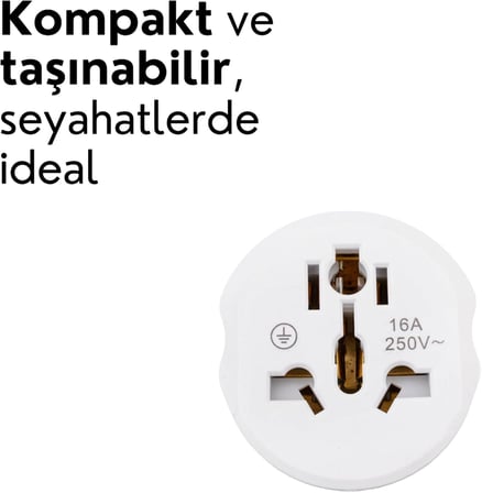 LED Universal Seyahat Adaptörü - Amerikan, İngiliz Ve Avustralya Fişi Dönüştürücü - 16A 250V Kompakt Tasarım (1 Adet)