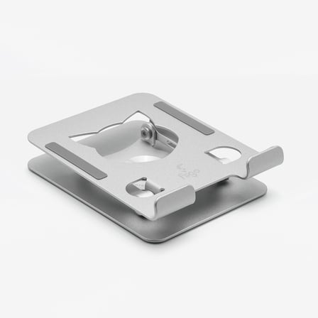 360 Derece Dönebilen Tablet ve Telefon Standı Kedi Figürlü Metal Silver
