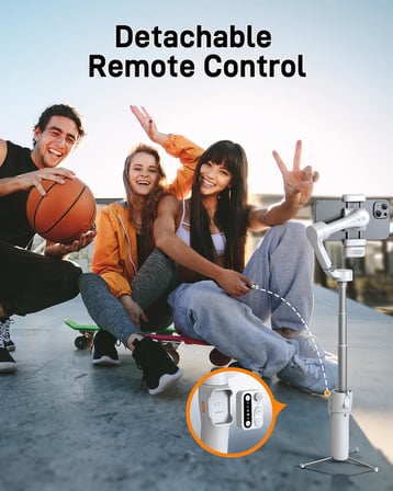 iSteady V3 Gimbal akıllı telefon, yükseltilmiş 3 eksenli gimbal stabilizatör, manyetik AI izleyici, çıkarılabilir kontrolör, entegre genişletilmiş direk ve tripod, canlı yayın için katlanabilir