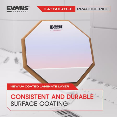 RealFeel Attacktile Drum Pad – davul egzersiz pedi – UV kaplamalı egzersiz pedi – 1 taraflı – 10 inç