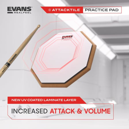 RealFeel Attacktile Drum Pad – davul egzersiz pedi – UV kaplamalı egzersiz pedi – 1 taraflı – 10 inç