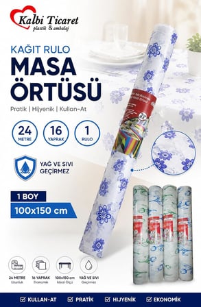 Masa Örtüsü 24 Metre 16 Yaprak Kullan At Masa Örtüsü Sıvı Geçirmez Desenli Örtü 100x150 cm