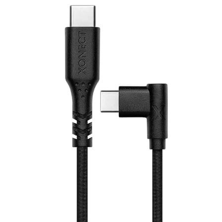 Type-C ile Uyumlu iPhone ve Samsung ile Uyumlu Hızlı Şarj ve Data Kablosu 100 cm L Tipi Gaming Hasır Örgülü (Siyah)