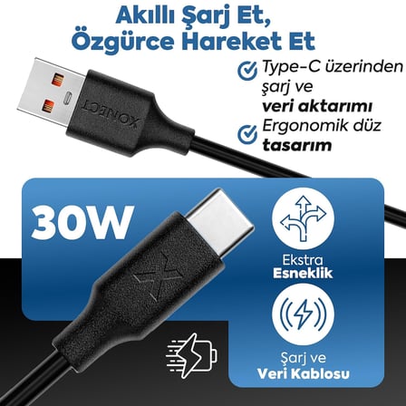 Type-C ile Uyumlu iPhone ve Samsung ile Uyumlu Hızlı Şarj ve Data Kablosu 100 cm (Beyaz)