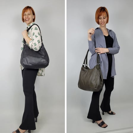Vintage Kadın PU Deri Günlük Omuz Çantası Üç Bölmeli Hobo - Tote El Çantası