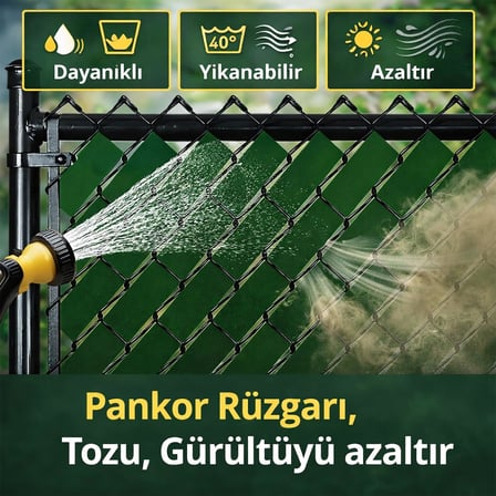 Örgü Tel Koruma, Kapatma, Gizlilik Bantları, Pvc Çit Şeridi (50 metre) (Yeşil, 7 cm)