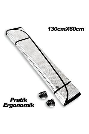 Araba Ön Cam Güneş Şemsiyesi - Araç İçi Cam Vantuzlu Katlanır Güneşlik Koruyucu Perde (130 cm x 60 cm) CKS-221