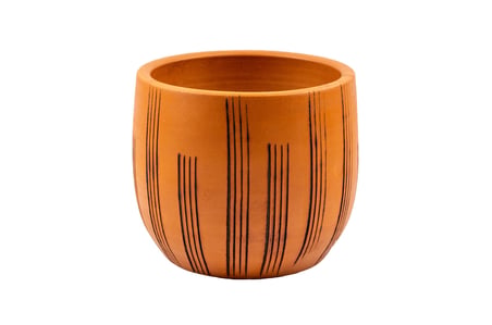 Tasarımı Ev Dekorasyon Aksesuar Dik Çizgi Desenli Toprak Saksı Saksılık Salon Çiçeklik - 19 CM
