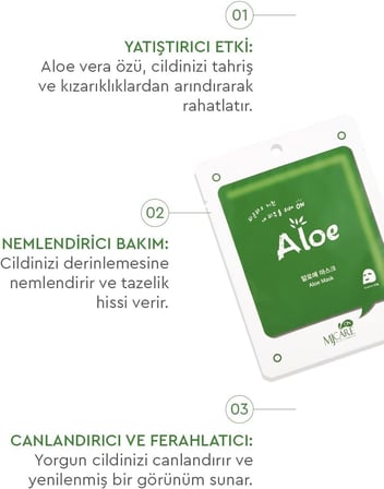 Aloe Vera Özlü Yüz Maskesi 5'li 88092208001605