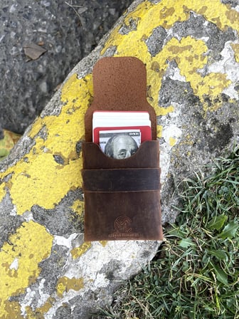 Deri Geçmeli Dikey Kartlık, Kredi Kartı Cüzdanı, Erkek & Kadın Minimalist Kartlık, Küçük Kartvizitlik, Hediyelik Ürün (taba)