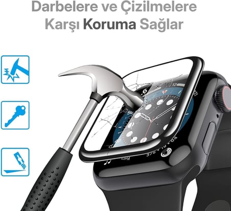 Apple Watch ile Uyumlu Nano-PPF Ekran Koruyucu Tam Kaplayan Tasarım ve Güçlü Yapışkan (41 MM)