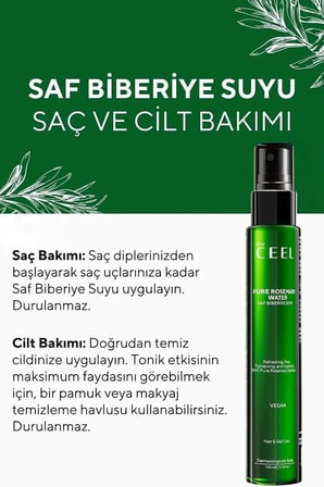Ceel Saf Biberiye Suyu Toniği 100 ml - Rosemary Water Saç ve Cilt Bakımı