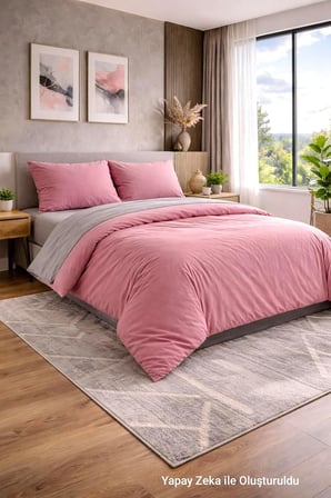 Çift Kişilik Nevresim Takımı (Lastikli Çarşaf+Yastık Kılıfı+Yorgan Kılıfı) Çift Yönlü Pamuk-Polyester 90x190 100x200 120x200 160x200 180x200 200x200 (Bordo-Siyah, 90x190)