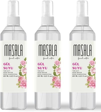 3 Adet Saf Gül Suyu 125 ml%100 Doğal Yağlı Hidrosol - Tonik Rose Floral Water Hydrosol Tonic