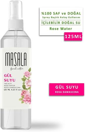 3 Adet Saf Gül Suyu 125 ml%100 Doğal Yağlı Hidrosol - Tonik Rose Floral Water Hydrosol Tonic