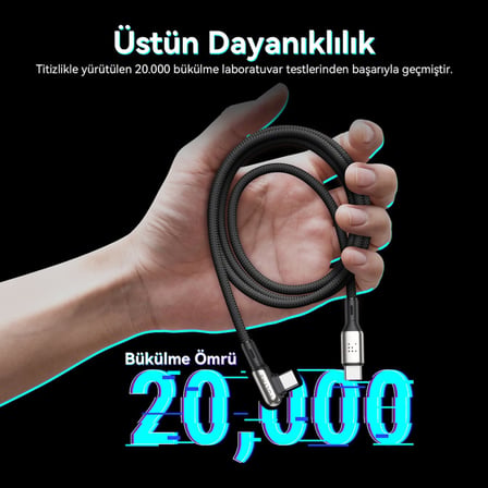 100W Type-C Şarj Kablosu 1.2M 5A-Siyah