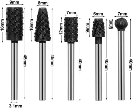 5 Parça Hss Ahşap Için Törpü Freze Uç Seti Dremel Benzeri Gravür Makinası Için Kalıpçı 3.17Mm Sap