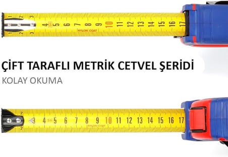 WP261041 5Mx25mm Naylon Kaplama Sarı Çift Taraflı Manyetik Çelik Şerit Metre