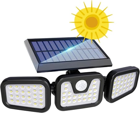 Solar Duvar Lambası Hareket Sensörlü 74 SMD LED, Siyah, GT-SL07