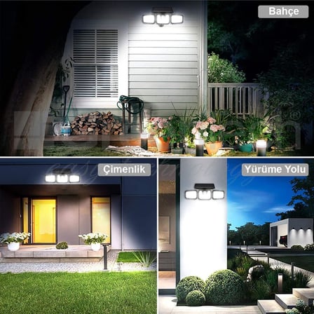 Solar Duvar Lambası Hareket Sensörlü 74 SMD LED, Siyah, GT-SL07