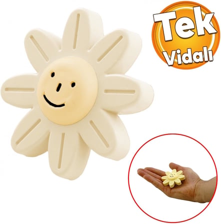 Plastik Papatya Gülücüklü 5 ADET Krem Aytaşı Mobilya Çoçuk Odası Dolabı Kapak Kulpu Çekmece Kulbu