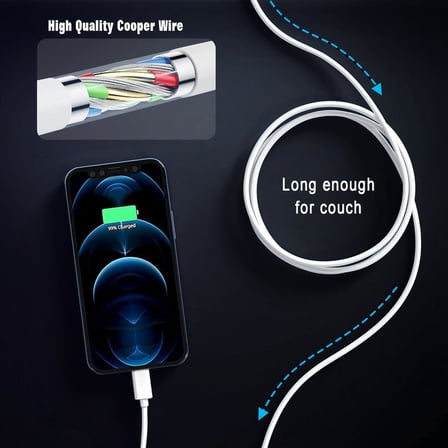 Kablosu, Apple Carplay Kablosu 3FT Araç iPhone Şarj Cihazı iPhone 14 13 12 11 Pro Max XR XS X 8 Plus için Hızlı Şarj Kablosu, Araç Şarj Kablosu