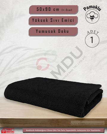 Pamuklu Havlu (1 Adet) Berber Havlusu, Kuaför Havlusu, Sporcu Havlusu, El Yüz Havlusu (SİYAH)