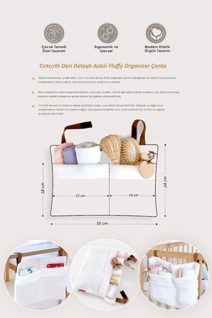 Askılı Organizer Bebek Arabası Beşik Kenar Fluffy Organizer Urcin