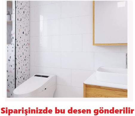 Kırık Beyaz Yapışkanlı Pvc Duvar Kaplama Mutfak Banyo Sticker 30 * 60cm 6 Adet 1,08mt2