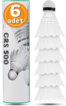 6 Adet Badminton Topu Semi-Pro Dengeli Hız Başlangıç Kutulu Mantar Kafa Deluxe Top Seti Beyaz 620