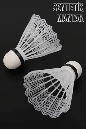 6 Adet Badminton Topu Semi-Pro Dengeli Hız Başlangıç Kutulu Mantar Kafa Deluxe Top Seti Beyaz 620